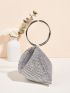 Rhinestone Decor Top Ring Novelty Bag Rhinestone Decor Evening Bag, Glitter Clutch Bag For Party, Women's Elegant Purse For Wedding