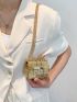 Mini Lipstick Storage Bag Fashion Chain Crossbody Bag Women's Flap Square Coin Purses Metallic Crocodile Embossed Bag