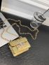 Mini Lipstick Storage Bag Fashion Chain Crossbody Bag Women's Flap Square Coin Purses Metallic Crocodile Embossed Bag