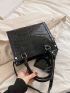 Crocodile Embossed Double Handle Square Bag With Coin Purse