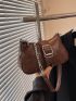 Buckle Decor Chain Baguette Bag