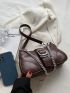 Buckle Decor Chain Baguette Bag
