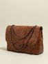 Twist Lock Chain Flap Square Bag