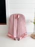 Checkered Pattern Cartoon Bear Decor Functional Backpack