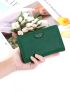 Slogan Graphic Litchi Embossed Small Wallet