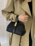 Twist Lock Litchi Embossed Satchel Bag
