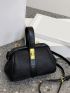 Twist Lock Litchi Embossed Satchel Bag