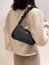Metal Decor Ruched Detail Baguette Bag