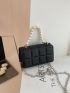 Mini Geometric Embossed Pearl Handle Square Bag