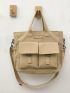 Pocket Front Patch Detail Shopper Bag