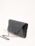 Pleated Detail Glitter Square Bag