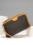 Letter Graphic Litchi Embossed Square Bag