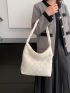 Quilted Detail Snap Button Hobo Bag
