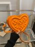 Mini Neon Orange Lucky Clover Embossed Heart Design Novelty Bag