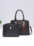 Letter & Tassel Decor Shoulder Tote Bag With Square Bag, Mothers Day Gift For Mom, Best Work Bag For Women