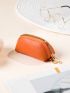 Neon-orange Litchi Embossed Coin Purse