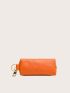 Neon-orange Litchi Embossed Coin Purse