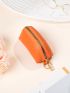 Neon-orange Litchi Embossed Coin Purse