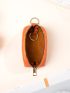 Neon-orange Litchi Embossed Coin Purse