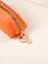 Neon-orange Litchi Embossed Coin Purse