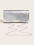 Metallic Flap Chain Square Bag