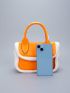 Mini Neon Orange Contrast Binding Square Bag