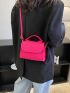 Mini Neon Pink Geometric Embossed Flap Square Bag