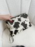 Cow Pattern Tassel Decor Square Bag