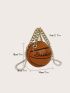 Mini Basketball Design Faux Pearl Beaded Chain Circle Bag