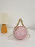 Mini Letter Graphic Faux Pearl Decor Circle Bag