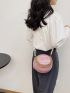 Mini Letter Graphic Faux Pearl Decor Circle Bag