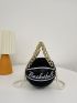 Mini Basketball Design Faux Pearl Beaded Chain Circle Bag