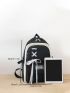 4pcs Lace Up Front Letter Graphic Functional Backpack Set