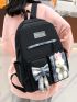 4pcs Bow Decor Letter Graphic Functional Backpack