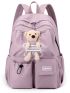 Letter Patch Decor Functional Backpack With Cartoon Bear