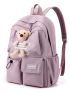 Letter Patch Decor Functional Backpack With Cartoon Bear