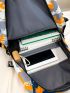 Brush Pattern Letter Tape Decor Functional Backpack