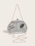 Metallic Bead & Sequin Decor Chain Box Bag