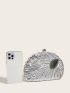 Metallic Bead & Sequin Decor Chain Box Bag