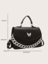 Butterfly & Chain Decor Flap Square Bag