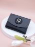 Metallic Crocodile Embossed Fold Over Small Wallet