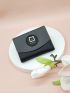 Metallic Crocodile Embossed Fold Over Small Wallet