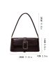 Crocodile Embossed Buckle Decor Flap Baguette Bag