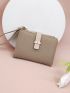 Litchi Embossed Small Wallet With Wristlet