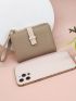Litchi Embossed Small Wallet With Wristlet
