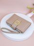 Metal Decor Small Wallet With Wristlet