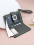 Metal Decor Small Wallet With Wristlet