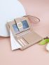 Metal Decor Small Wallet With Wristlet
