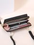 Metal & Tassel Decor Phone Wallet With Zipper