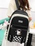 4pcs Letter Patch Cartoon Graphic Backpack Set